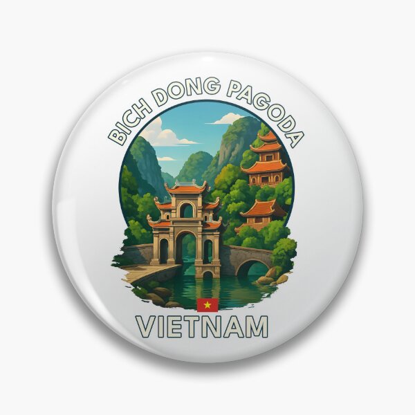 Item preview, Bich Dong Pagoda Ninh Binh Vietnam - Iconic Asia Landmark Travel vacation destination souvenir art  designed and sold by inkNext.
