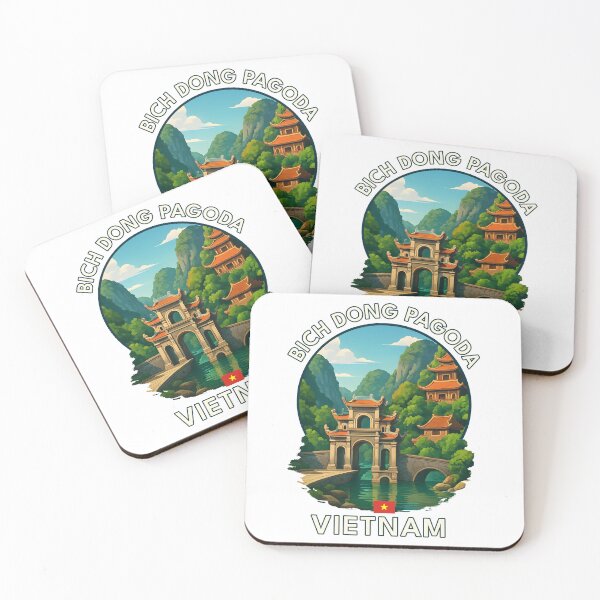 Item preview, Bich Dong Pagoda Ninh Binh Vietnam - Iconic Asia Landmark Travel vacation destination souvenir art  designed and sold by inkNext.