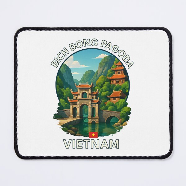 Item preview, Bich Dong Pagoda Ninh Binh Vietnam - Iconic Asia Landmark Travel vacation destination souvenir art designed and sold by inkNext.