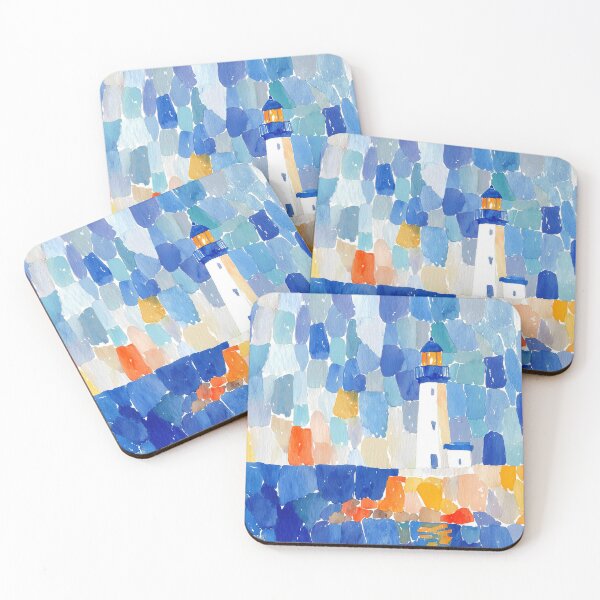 Item preview, Abstract Lighthouse Mosaic – Watercolor Coastal Art designed and sold by solynneart.