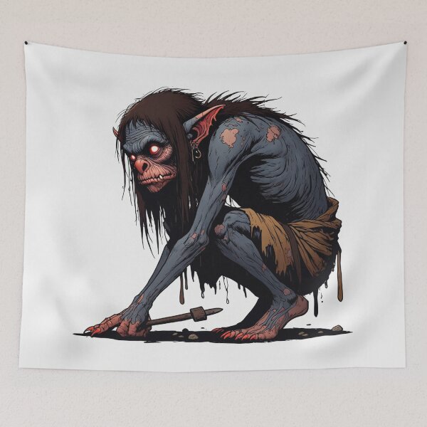 Item preview,  Scary Folklore Horror Hobgoblin goblin character illustration designed and sold by Vintage Designs +.