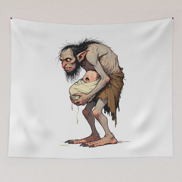 Item preview,  Scary Folklore Horror Hobgoblin goblin character illustration designed and sold by Vintage Designs +.