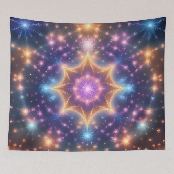 Item preview, Psychedelic Fractal Fireworks Burst – Kaleidoscope Abstract Art Print designed and sold by FusionGaze.