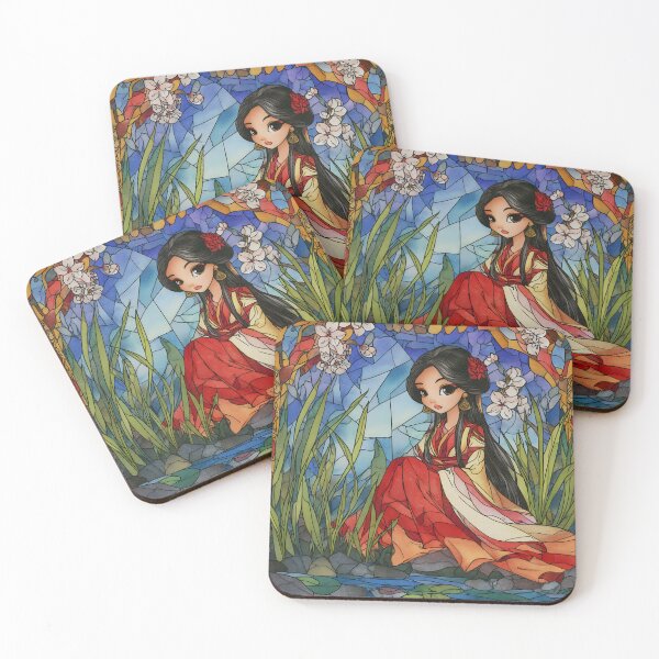 Item preview, Elegant woman in floral stained glass setting designed and sold by Artessie.
