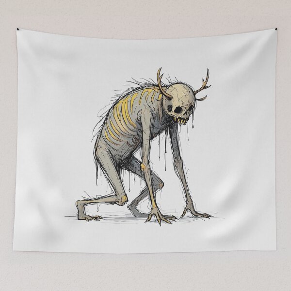 Item preview,  Evil Folklore man eating Cannibal Wendigo monster illustration designed and sold by Vintage Designs +.