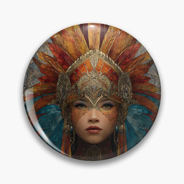 Item preview, Woman portrait with a Feathered Headdress in a stained glass style designed and sold by Artessie.