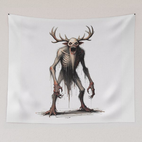 Item preview,  Evil Folklore man eating Cannibal Wendigo monster illustration designed and sold by Vintage Designs +.