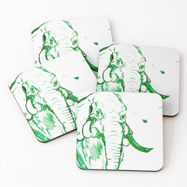 Item preview, Green Watercolor Elephant designed and sold by EstherProduction.