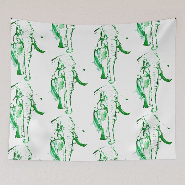 Item preview, Green Watercolor Elephant designed and sold by EstherProduction.