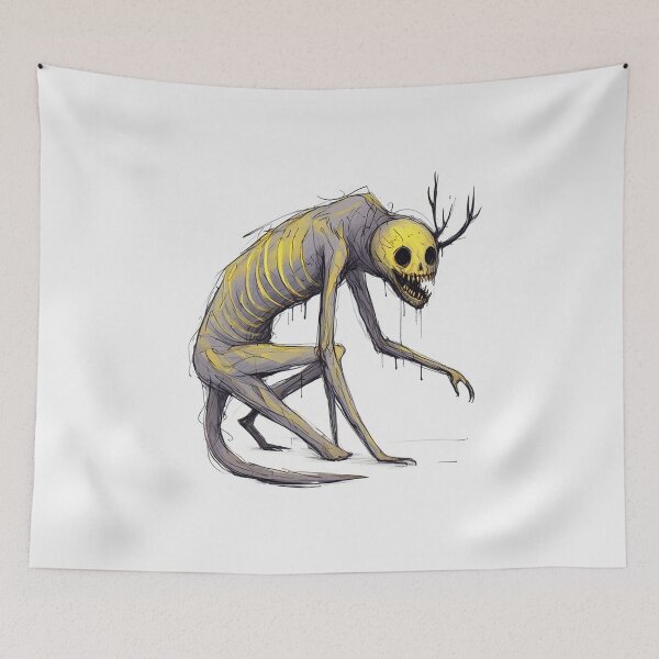 Item preview,  Evil Folklore man eating Cannibal Wendigo monster illustration designed and sold by Vintage Designs +.