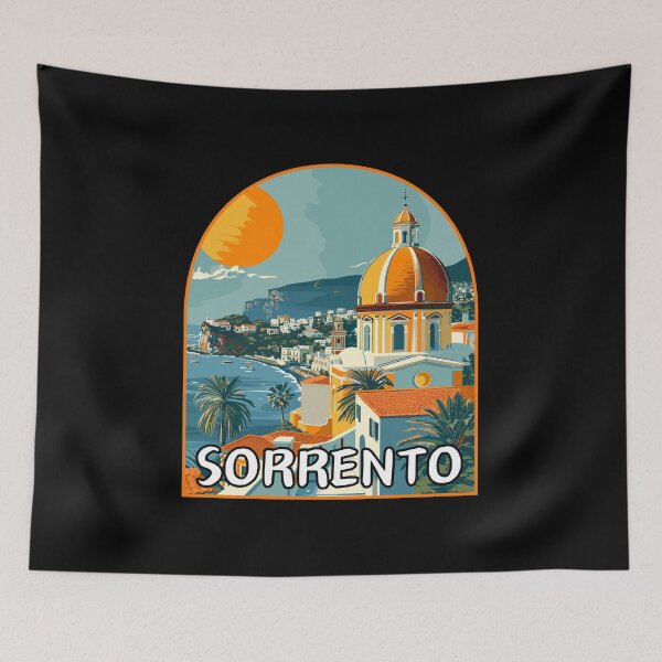 Item preview, Sorrento in Campania, Italy Retro Art Travel Landscape Badge designed and sold by MaateoDesign.