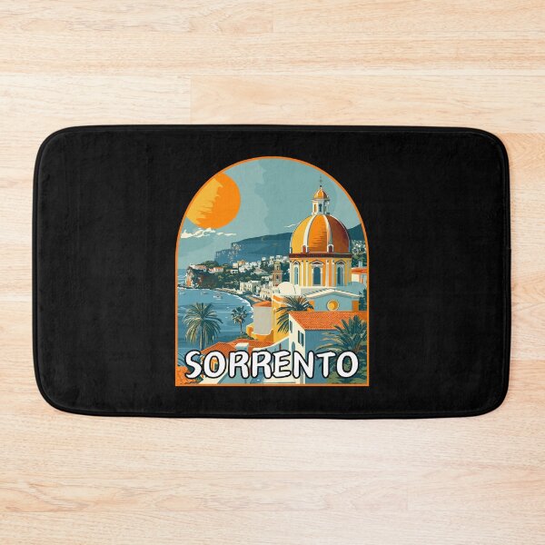 Item preview, Sorrento in Campania, Italy Retro Art Travel Landscape Badge designed and sold by MaateoDesign.