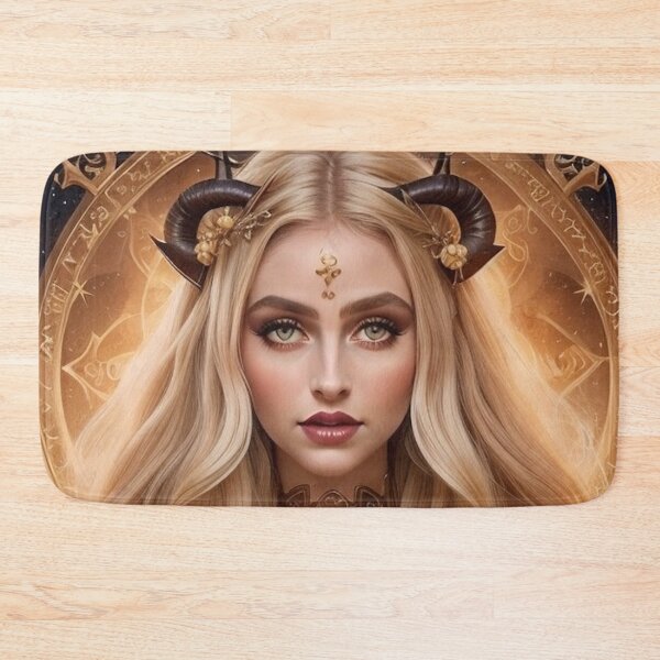 Item preview, Taurus Zodiac Goddess – Bull-Horned Divine Feminine Illustration designed and sold by MissSaylor.