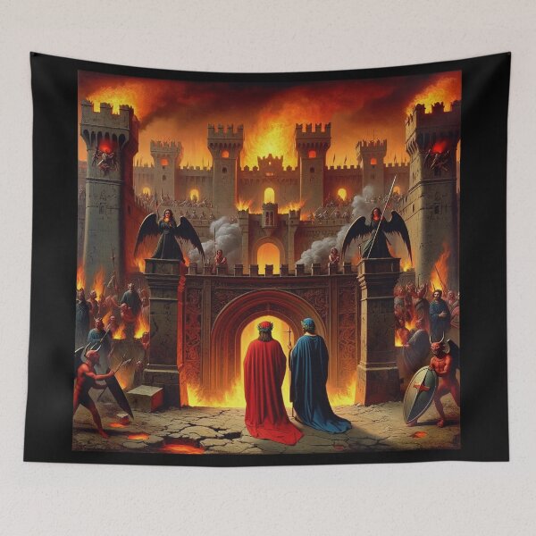 Item preview, Painting depicting Dante's Inferno the Divine Comedy medieval art designed and sold by Vintage Designs +.