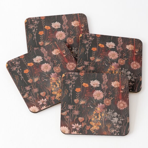 Item preview, Black orange floral pattern - whimsigoth dark cottagecore dark coquette aesthetic  designed and sold by cocomelon168.