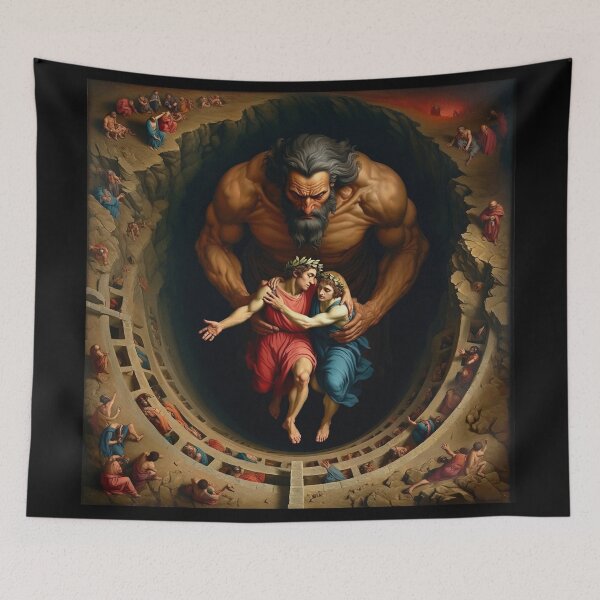 Item preview, Painting depicting Dante's Inferno the Divine Comedy medieval art designed and sold by Vintage Designs +.