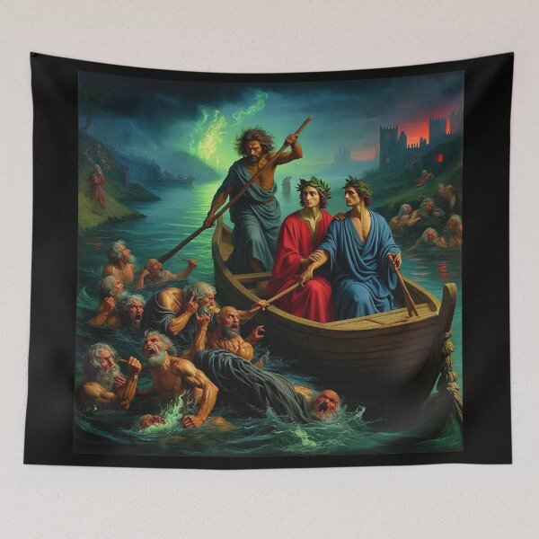 Item preview,  Painting depicting Dante's Inferno the Divine Comedy medieval art designed and sold by Vintage Designs +.