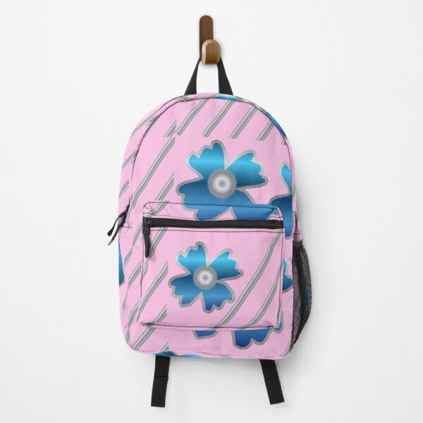 Item preview, Modern Blue Flowers on a Pink Striped Background designed and sold by HopeAndHustle.