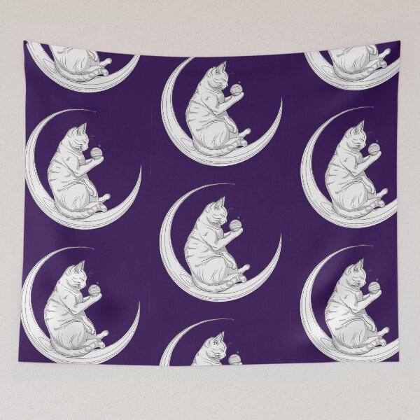 Item preview, Space Cat Holding Planet on the Moon designed and sold by Bambooartist.
