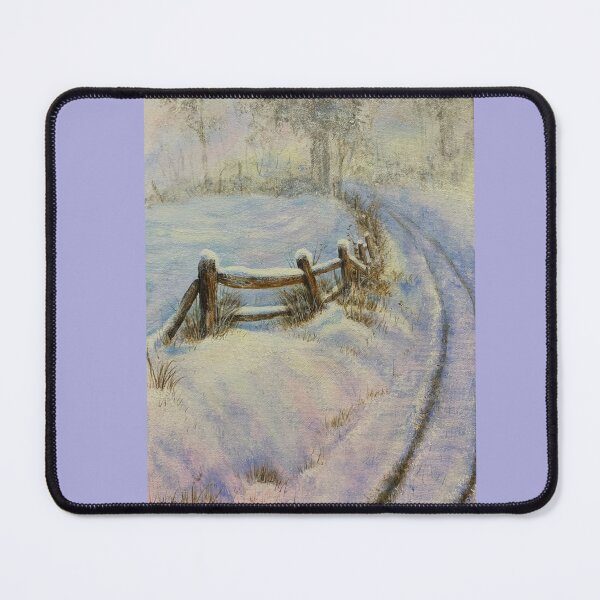 Item preview, Snowy Road with Old Wooden Fence designed and sold by BirdsandMoreArt.