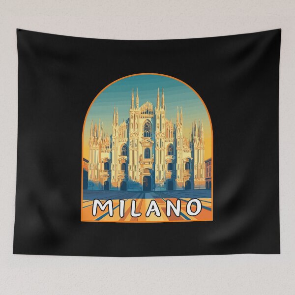 Item preview, Milan in Lombardy, Italy Retro Art Travel Landscape Badge designed and sold by MaateoDesign.