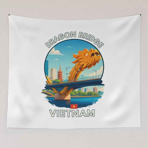Item preview, Dragon Bridge Da Nang Vietnam - Iconic Asia Landmark Travel vacation destination souvenir art  designed and sold by inkNext.