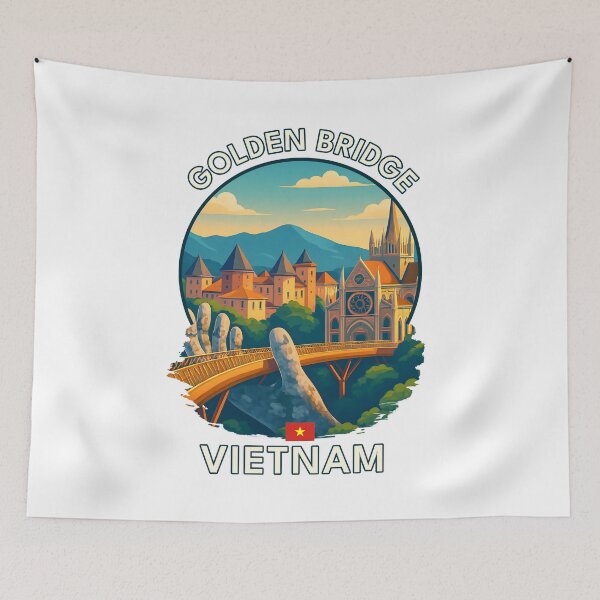 Item preview, Golden Bridge Ba Na Hills Da Nang Vietnam - Iconic Asia Landmark Travel vacation destination souvenir art  designed and sold by inkNext.