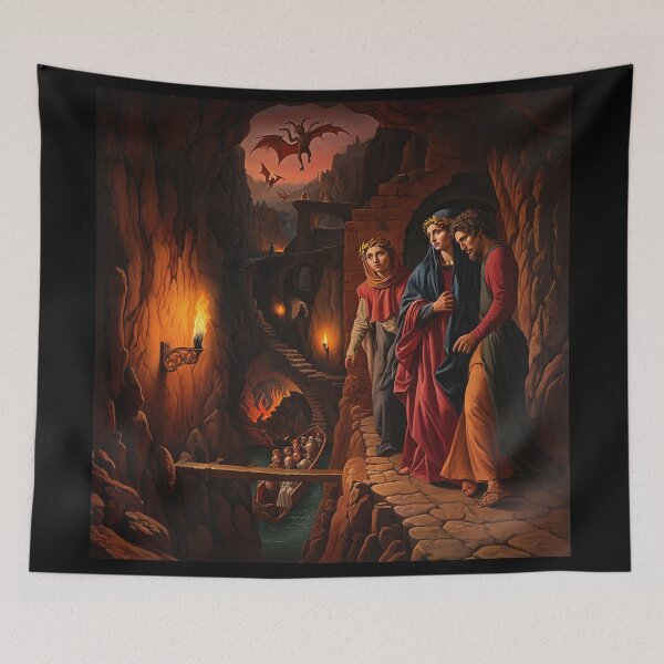 Item preview, Painting depicting Dante's Inferno the Divine Comedy medieval art designed and sold by Vintage Designs +.