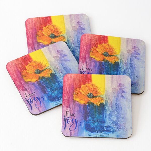 Item preview, “Find Joy – Colorful Abstract Flower Painting” designed and sold by Leahscustomart.