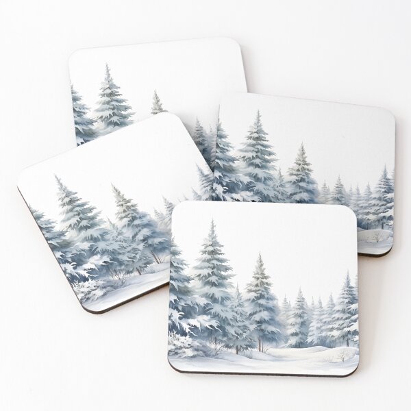 Item preview, Watercolor snowy forest, Winter Pine Forest, Aesthetic picture designed and sold by CHERRY--SHOP.