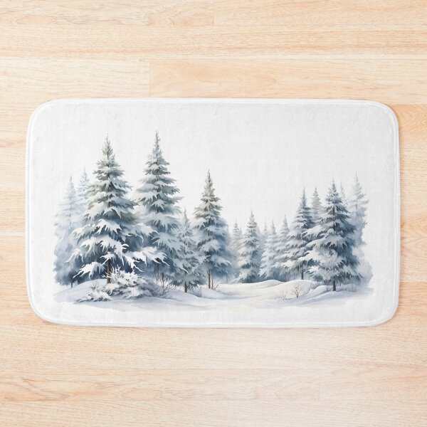 Item preview, Watercolor snowy forest, Winter Pine Forest, Aesthetic picture designed and sold by CHERRY--SHOP.