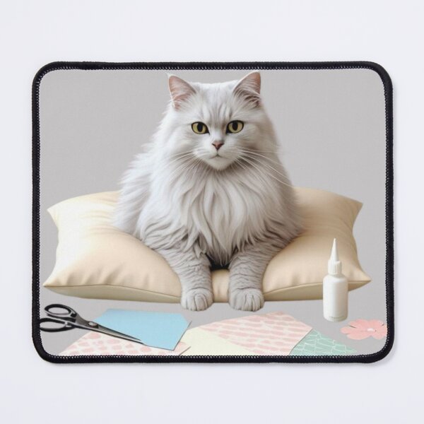 Item preview, White Cat Surrounded by Craft Supplies – Handmade DIY Vibes designed and sold by jelonkaa.