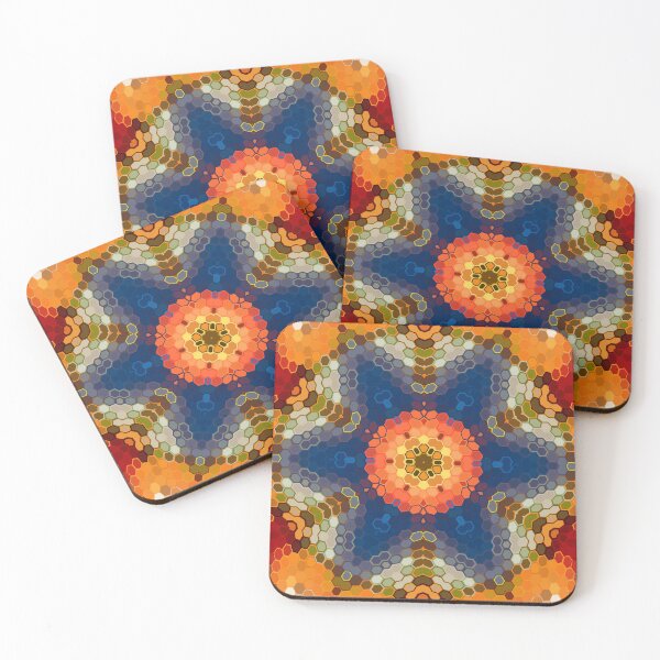 Item preview, Hex Mandala Blue Orange and Red designed and sold by WormholeOrbital.