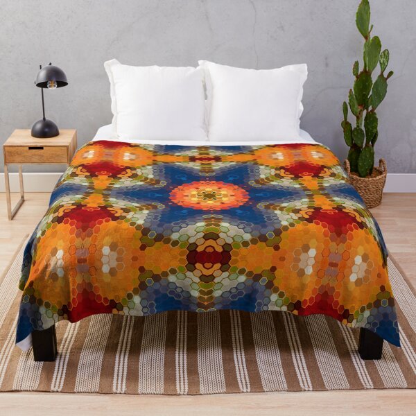 Item preview, Hex Mandala Blue Orange and Red designed and sold by WormholeOrbital.