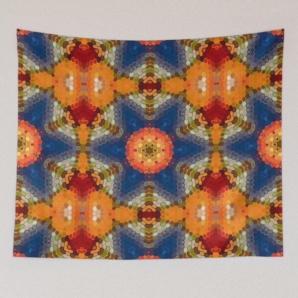 Item preview, Hex Mandala Blue Orange and Red designed and sold by WormholeOrbital.