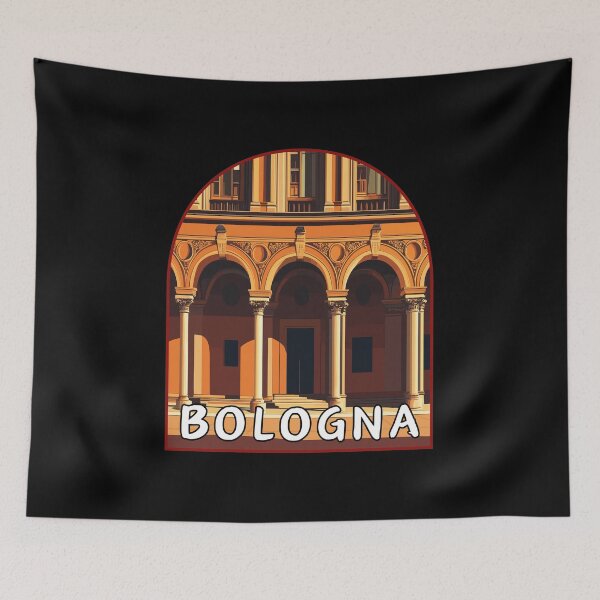 Item preview, Bologna in Emilia-Romagna, Italy Retro Art Travel Landscape Badge designed and sold by MaateoDesign.