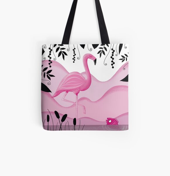 Pink Flamingo Allover-Print Tote Bag
