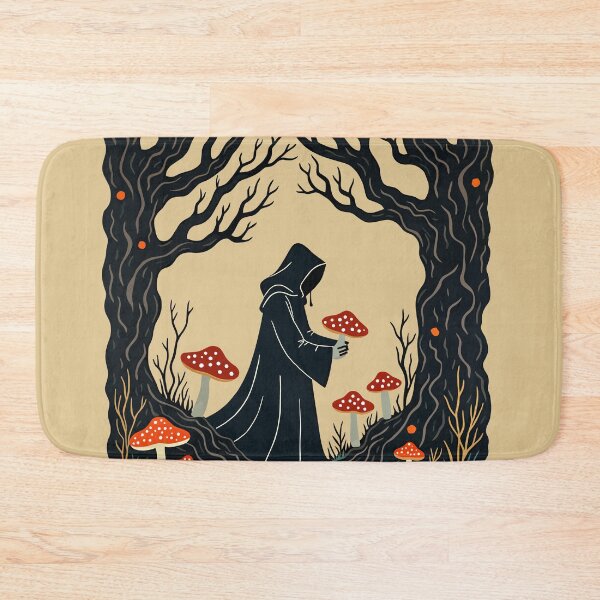 Item preview, A Hooded Cloaked Forager Collecting Toadstools Cut-Out Stencil-Style designed and sold by taiche.