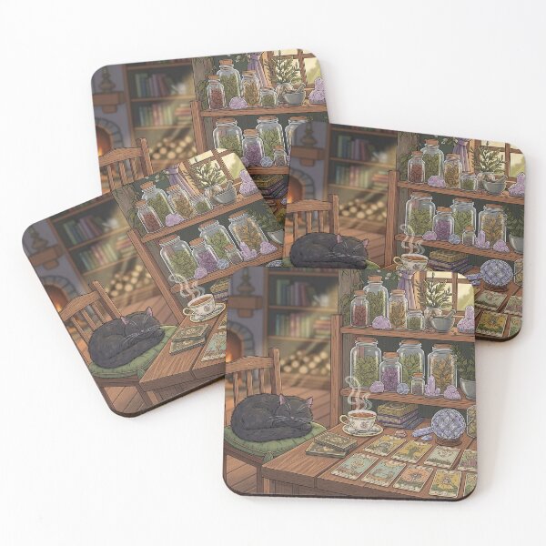 Item preview, Enchanted Cottage Witch – Tea, Tarot & Crystal Glow designed and sold by Katji01.