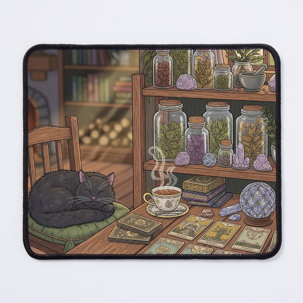 Item preview, Enchanted Cottage Witch – Tea, Tarot & Crystal Glow designed and sold by Katji01.