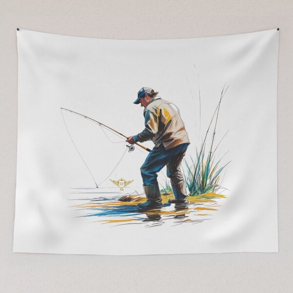 Artikelvorschau, Vintage Cartoon Fisherman Holding Rod by Lakeside entworfen und verkauft von DM.
