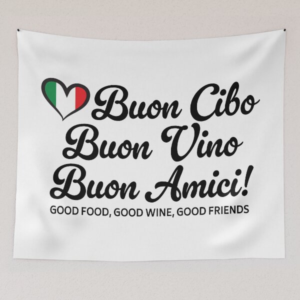 Item preview, Italian Good Food, Good Wine, Good Friends designed and sold by Freshinkshop.
