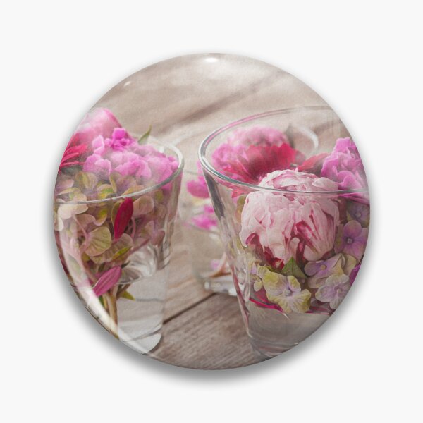 Item preview, Beautiful Fresh Mixed Flowers Arranged in Glass Vases on Wooden Table Surface in watercolor designed and sold by FotoMahieu.