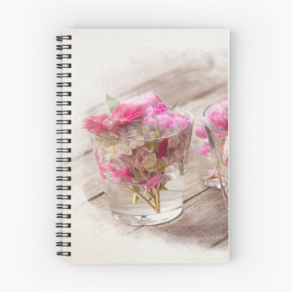 Item preview, Beautiful Fresh Mixed Flowers Arranged in Glass Vases on Wooden Table Surface in watercolor designed and sold by FotoMahieu.