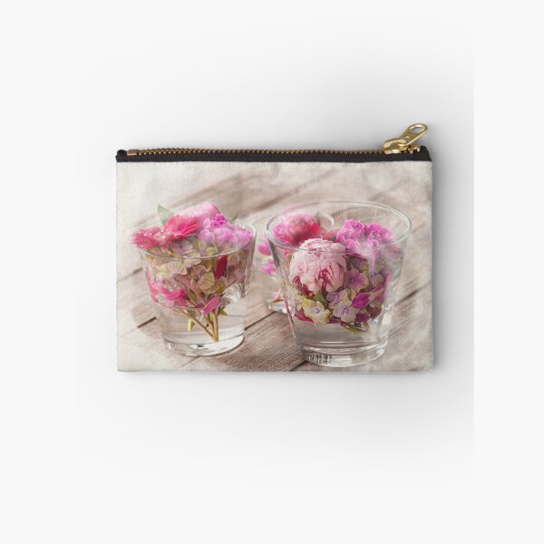 Item preview, Beautiful Fresh Mixed Flowers Arranged in Glass Vases on Wooden Table Surface in watercolor designed and sold by FotoMahieu.