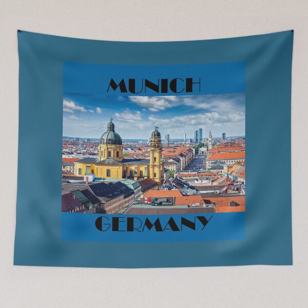 Item preview, Munich Germany Skyline Travel Poster – Retro City View Design designed and sold by BlesstB.