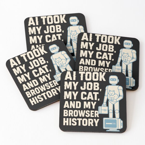 Item preview, AI Took My Job, My Cat & My Browser History – Funny Retro Robot Design designed and sold by AlgoCanvas.