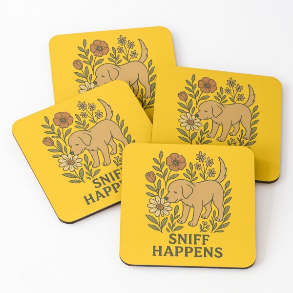 Item preview, Sniff Happens - Cute Dog Sniffing Flowers designed and sold by EmilTheRat890.