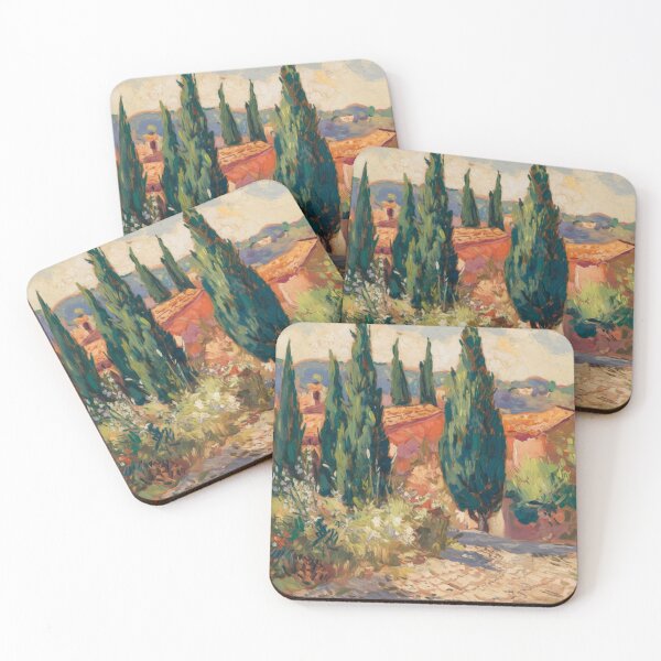 Item preview, Cypress Pathway in Provence – Vibrant Post-Impressionist Landscape Painting designed and sold by CARRAANN.