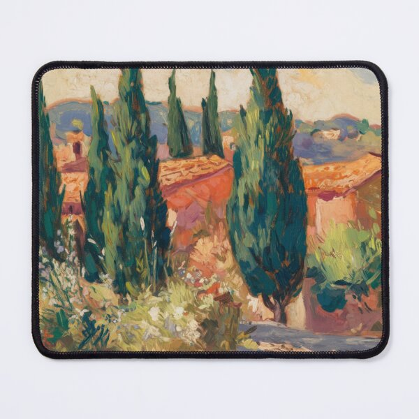 Item preview, Cypress Pathway in Provence – Vibrant Post-Impressionist Landscape Painting designed and sold by CARRAANN.